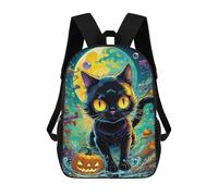 sinyumoney Magical Halloween Cat Scene Kids Backpack,School Backpack Kids School Bag 3D Printed Cartoon Large Capacity Backpack for Kids Boys And Girls 17inch