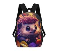 sinyumoney Magical Hedgehog in Autumn Leaves Backpack 3D Print Kids Bag Elementary Students Daypack Lightweight School Bag for Children Girls Boys Nursery Lunch Pack 17inch