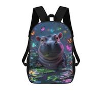 sinyumoney Magical Hippo Pond with Butterflies Children's Backpacks 17inch School Backpack 3D Printed Bag Bookbag for Kids Travel Rucksacks Boy Girl Book Bags Kids School Bag