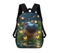sinyumoney Magical Hippo with Glowing Butterflies Children's Backpacks 17inch School Backpack 3D Printed Bag Bookbag for Kids Travel Rucksacks Boy Girl Book Bags Kids School Bag