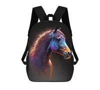 sinyumoney Magical Horse Portrait 3D Printed Children's School Backpack for Kids High Capacity Travel Rucksacks Book Bags Kids School Bag Back Pack 17inch