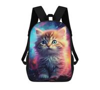 sinyumoney Magical Kitten Artwork 3D Printed 17inch Kids School Bag Rucksacks Children's School Fashion Casual Back Pack High Capacity Travel Book Bags