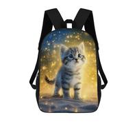 sinyumoney Magical Kitten Glitter School Bags Rucksack Casual Daypacks School Work Travel Bag for Teenage Girls Boys Women Men 17inch