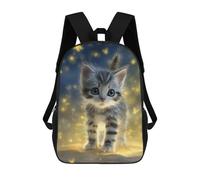 sinyumoney Magical Kitten Sparkles Backpack School Backpack Kids School Bag Large Capacity Kids Backpack for School Rucksack 3D Book Bag Gifts for Kids 17inch