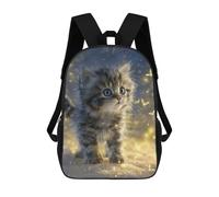 sinyumoney Magical Kitten with Glittering Butterflies Backpack School Bag Lightweight Casual Daypack School Backpacks for School/Work/Travel 17inch
