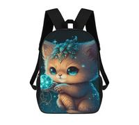 sinyumoney Magical Kitten with Glowing Orb School Backpack 3D Printed Children's 17inch Backpacks Bag Bookbag for Kids Boy Girl Book Bags Kids School Bag Travel Rucksacks