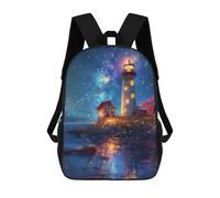 sinyumoney Magical Lighthouse Reflections Backpack School Bag Large School Backpack for Boys - Perfect for Travel, Work And Daily Use 17inch
