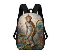 sinyumoney Magical Monkey Safari Children's School Backpack 3D Printed for Kids Travel Rucksacks Book Bags Kids School Bag 17inch