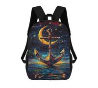 sinyumoney Magical Moonlit Anchor Painting Backpack School Bag Rucksack Casual Daypacks School Work Travel Bag for Teenage Girls Boys Women Men 17inch