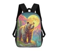 sinyumoney Magical Moonlit Bear Scene Kids Backpacks,3D Personalized School Bookbags for Boys Girls Large Schoolbags Casual Daypack 17inch