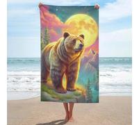sinyumoney Magical Moonlit Bear Scene Towels Bathroom Lightweight Soft Absorbent Beach Towel Perfect The Home 130cm*80cm