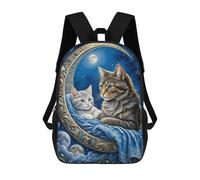 sinyumoney Magical Moonlit Cat Duo 17 Inch Kids Backpack Fashion Fun Backpack Book Bag for Boys And Teenager 3D Printed for Boys
