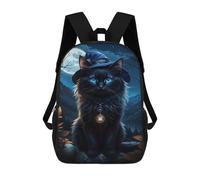 sinyumoney Magical Moonlit Cat Necklace 3D Printed Children's School Backpack for Kids High Capacity Travel Rucksacks Book Bags Kids School Bag Back Pack 17inch