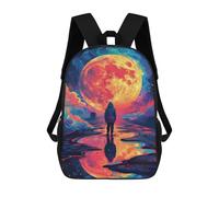 sinyumoney Magical Moonlit Journey Print Children's Backpack School Bag for Adult And Kids Travel Daypack 17inch