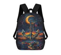 sinyumoney Magical Night Anchor Art Print Rucksack Water Resistant Computer Rucksack for Camping Outdoor Adventures And Daily Travel 17inch