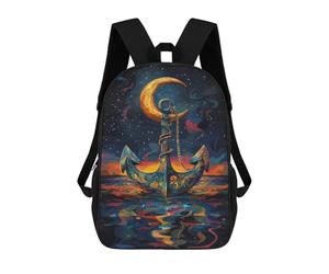 sinyumoney Magical Night Anchor Art Print Rucksack Water Resistant Computer Rucksack for Camping Outdoor Adventures And Daily Travel 17inch