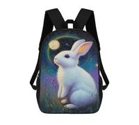sinyumoney Magical Night Bunny Backpack School Bag High Secondary School Bags Casual Backpack for Teenage Girls Boys Women Men 17inch