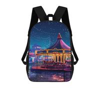 sinyumoney Magical Night Carousel Lights School Bags School Secondary High School College Backpack Travel for Boys/Girls/Teenagers 17inch