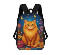 sinyumoney Magical Night Cat Garden Backpacks Kids 17inch School Backpack School Bag 3D Printed School Bag for Boys Elementary And Middle School Students
