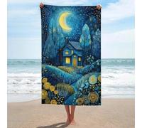 sinyumoney Magical Night Cottage Scene Basics Towel Set Super Soft Absorbent Beach Towel for Bathroom Pool Beach And Trips Bath Sheet 130cm*80cm