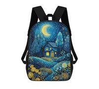 sinyumoney Magical Night Cottage Scene School Backpack 3D Printed Children's 17inch Backpacks Bag Bookbag for Kids Boy Girl Book Bags Kids School Bag Travel Rucksacks