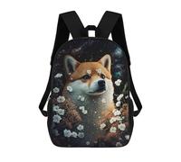 sinyumoney Magical Night Flower Dog Kids School Backpack 3D Printed Fashion School Bag Casual School Bag for Boys Elementary And Middle School Students 17inch