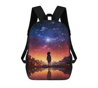 sinyumoney Magical Night Sky Cityscape Backpacks Kids 17inch School Backpack School Bag 3D Printed School Bag for Boys Elementary And Middle School Students