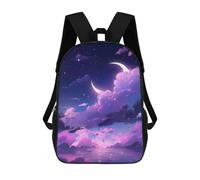sinyumoney Magical Night Sky with Crescent Moon School Backpack Lightweight Airport College Students Back Pack for Boys/Girls/Teenagers 17inch