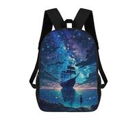 sinyumoney Magical Night Voyage Backpacks Kids 17inch School Backpack School Bag 3D Printed School Bag for Boys Elementary And Middle School Students