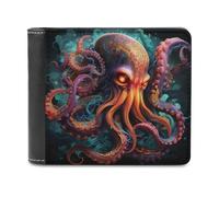 sinyumoney Magical Octopus Artwork 3D Print PU Leather Wallet Use Holds Bills Leather RFID Banknote Compartments Wallets Craftsmanship Gifts 11.7cm*9.5cm