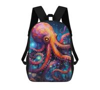 sinyumoney Magical Octopus Artwork 3D Printed School Bag Children's School Backpack Schoolbags Travel Backpacks Casual Fashion Bag for Kids School Students 17inch