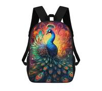 sinyumoney Magical Peacock Artwork Backpacks, Kids Backpack Student School Bag 3D Printed Travel Backpacks Fashion Accessory Backpack Children Waterproof School Bags 17inch