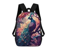 sinyumoney Magical Peacock in Bloom 3D Printed Children's School Backpack for Kids Travel Rucksacks Book Bags Kids School Bag 17inch