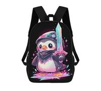sinyumoney Magical Penguin Swordsman Rucksack Lightweight Casual Daypack School Backpacks for Campus Outdoor Travel Sports 17inch