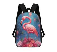sinyumoney Magical Pink Flamingo Paradise Backpacks Kids School Backpack School Bag 3D Printed School Bag for Boys Elementary And Middle School Students 17inch