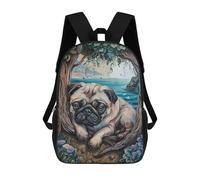 sinyumoney Magical Pug Paradise Backpack School Large School Backpack for Boys for Teenage Girls Boys Women Men 17inch