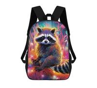 sinyumoney Magical Raccoon in Fantasy Land Kids Backpack,School Backpack Kids School Bag 3D Printed Cartoon Large Capacity Backpack for Kids Boys And Girls 17inch