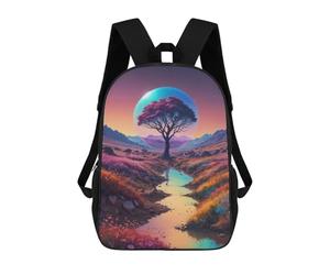 sinyumoney Magical River Tree Bubble 17inch School Bag 3D Printed Children's School Backpack Casual Fashion Travel Backpacks for Kids School Students