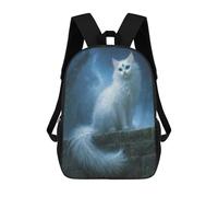 sinyumoney Magical Snow Cat Portrait Backpack School Bag High Secondary School Bags Casual Backpack for Teenage Girls Boys Women Men 17inch