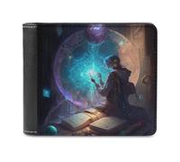 sinyumoney Magical Spellcasting Scene 3D Print Clutch Purse Card Slots Coin RFID Blocking Stylish Banknote Compartments Leather Wallet 11.7cm*9.5cm
