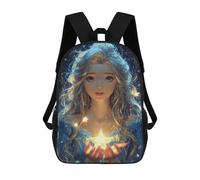 sinyumoney Magical Star Holding Fairy School Backpack 3D Printed Children's 17inch Backpacks Bag Bookbag for Kids Boy Girl Book Bags Kids School Bag Travel Rucksacks