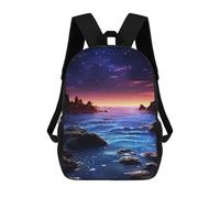 sinyumoney Magical Starry Night Ocean School Backpack Water Resistant School Bag Business Backpack for Men/Women 17inch