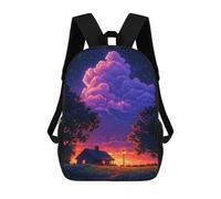 sinyumoney Magical Sunset Cottage Scene Backpack School Bag Lightweight Casual Daypack School Backpacks for School/Work/Travel 17inch