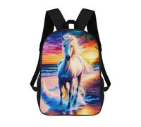 sinyumoney Magical Sunset Horse Art Print Backpack School High Secondary School Bags Casual Backpack for Camping Outdoor Adventures And Daily Travel 17inch