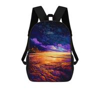 sinyumoney Magical Sunset Over Fantasy Cityscape Backpacks, Kids Backpack Student School Bag 3D Printed Travel Backpacks Fashion Accessory Backpack Children Waterproof School Bags 17inch