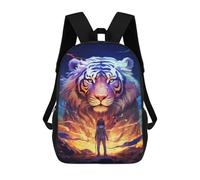 sinyumoney Magical Tiger Encounter -1 Backpack School Bag Rucksack Casual Daypacks School Work Travel Bag for Teenage Girls Boys Women Men 17inch