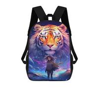 sinyumoney Magical Tiger Encounter School Backpack for Girls 17inch Casual Daypack Lightweight Rucksack Boy Girl Backpack for Middle School Students