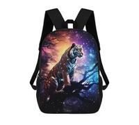 sinyumoney Magical Tiger in Fantasy Forest 3D Printed Children's School Backpack for Kids High Capacity Travel Rucksacks Book Bags Kids School Bag Back Pack 17inch