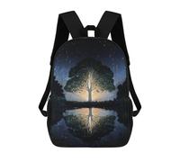 sinyumoney Magical Tree Reflection Night Sky Kids Backpack Fashion Fun Backpack Book Bag for Boys And Teenager 3D Printed School Bags for Boys 17inch