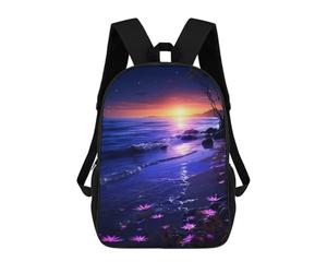 sinyumoney Magical Twilight Beach Scene Backpack School Bag Water Resistant School Bag Business Backpack for Boys/Girls/Teenagers 17inch